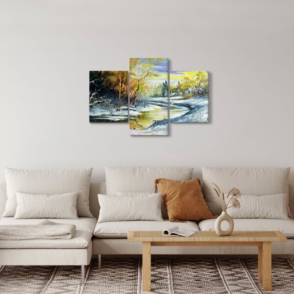 Slika zimske reke, oljna slika (90x60 cm)
