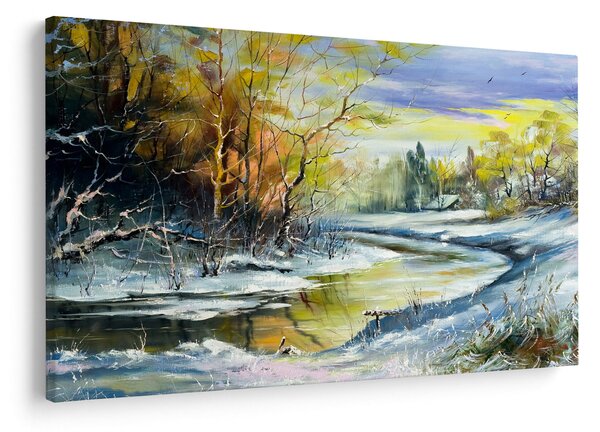 Slika zimske reke, oljna slika (90x60 cm)