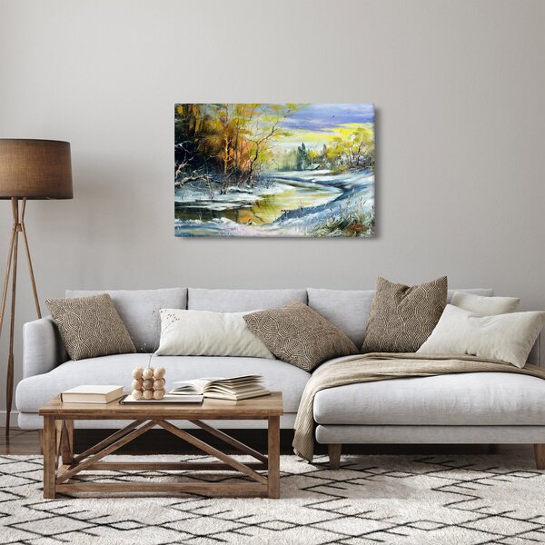 Slika zimske reke, oljna slika (90x60 cm)