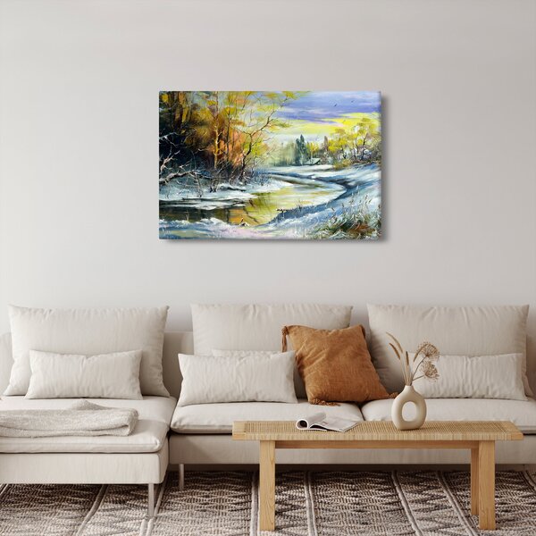 Slika zimske reke, oljna slika (90x60 cm)