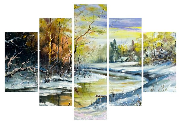 Slika zimske reke, oljna slika (150x105 cm)