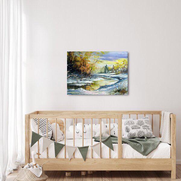 Slika zimske reke, oljna slika (70x50 cm)