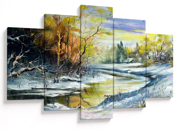 Slika zimske reke, oljna slika (150x105 cm)