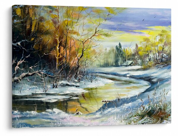 Slika zimske reke, oljna slika (70x50 cm)