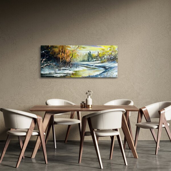 Slika zimske reke, oljna slika (120x50 cm)