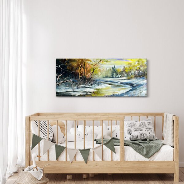 Slika zimske reke, oljna slika (120x50 cm)