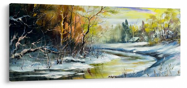 Slika zimske reke, oljna slika (120x50 cm)