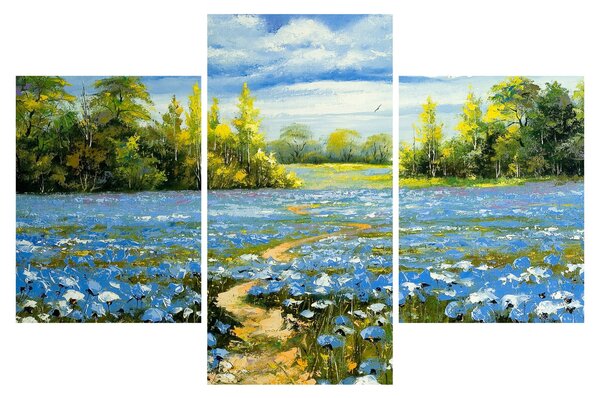 Slika - Pot na polju, oljna slika (90x60 cm)