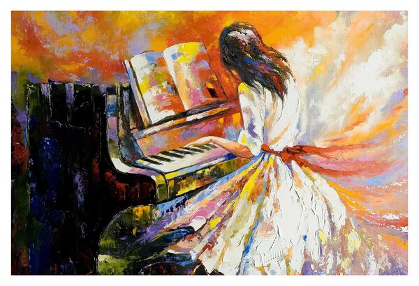 Slika - Ženska igra klavir (90x60 cm)