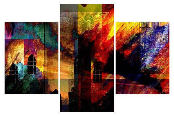 Slika - Barvita abstrakcija mesta (90x60 cm)