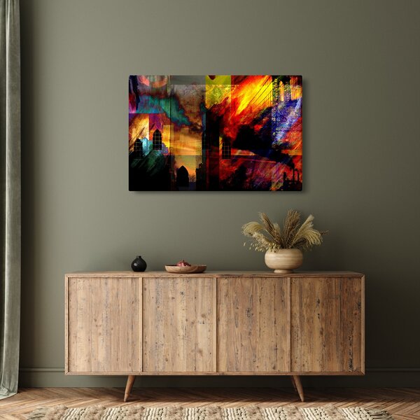 Slika - Barvita abstrakcija mesta (90x60 cm)