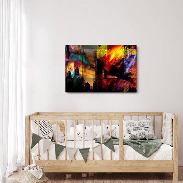 Slika - Barvita abstrakcija mesta (90x60 cm)