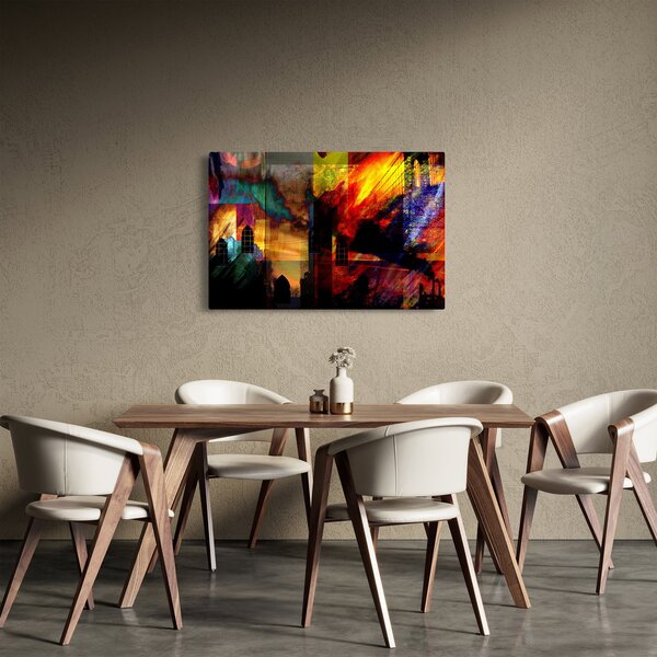 Slika - Barvita abstrakcija mesta (90x60 cm)