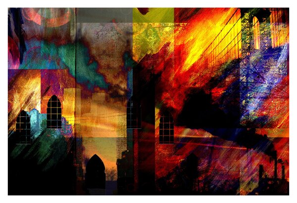 Slika - Barvita abstrakcija mesta (90x60 cm)