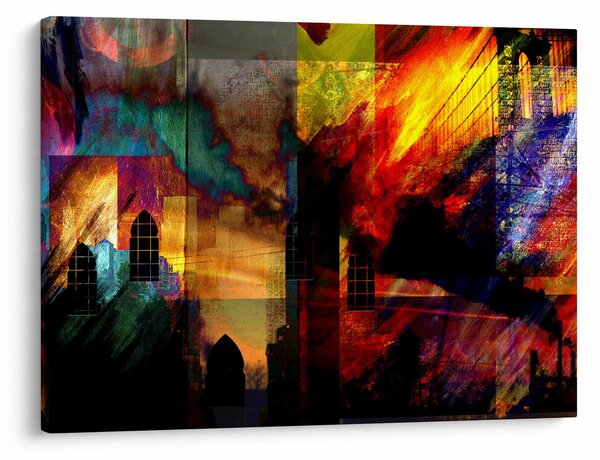 Slika - Barvita abstrakcija mesta (70x50 cm)
