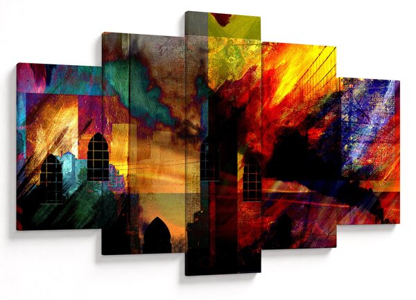Slika - Barvita abstrakcija mesta (150x105 cm)