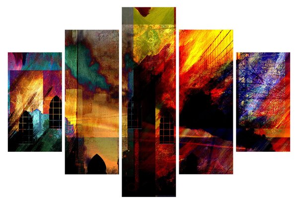 Slika - Barvita abstrakcija mesta (150x105 cm)
