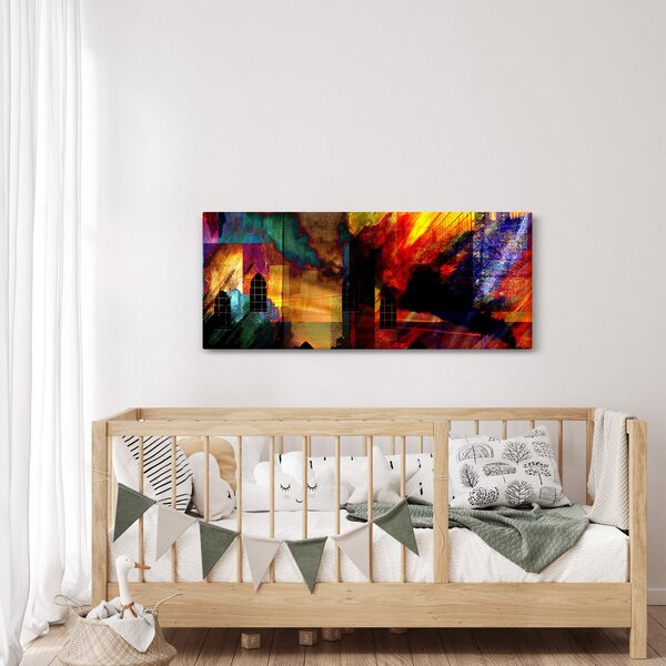 Slika - Barvita abstrakcija mesta (120x50 cm)