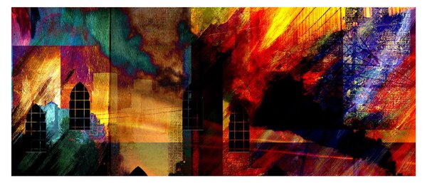 Slika - Barvita abstrakcija mesta (120x50 cm)