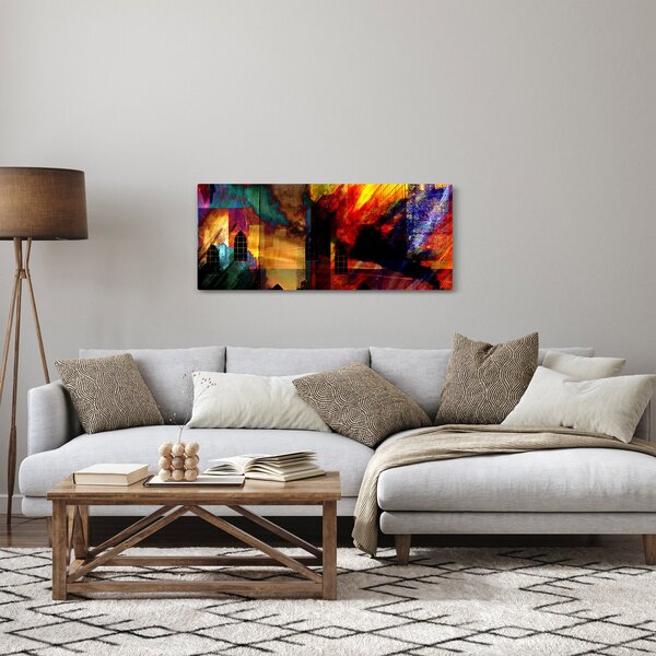 Slika - Barvita abstrakcija mesta (120x50 cm)