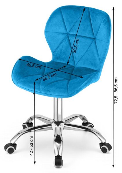 Set za ured – sklopivi radni stol ZARIMO 80×40 cm bijeli + uredska stolica AVOLA VELVET plava