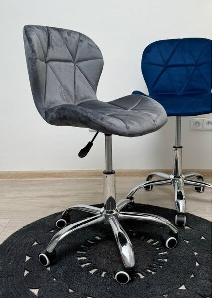 Set za ured – sklopivi radni stol ZARIMO 80×40 cm crni + uredska stolica AVOLA VELVET siva