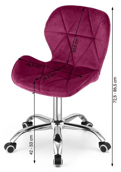 Set za ured – sklopivi radni stol ZARIMO 80×40 cm bijeli + uredska stolica AVOLA VELVET vinska crvena