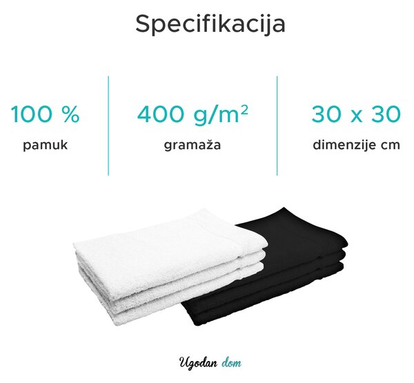 Ručnik Classic 30x30 cm bijeli, 100% pamuk