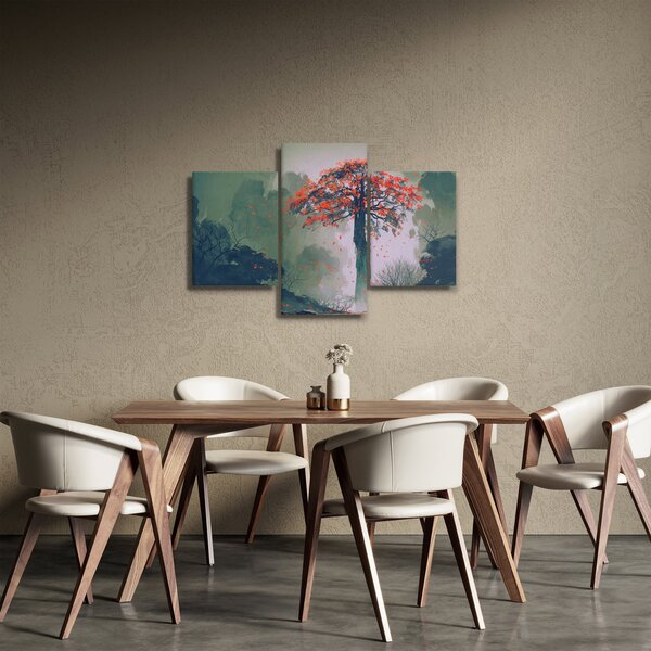 Slika osamljenega rdečega drevesa (90x60 cm)