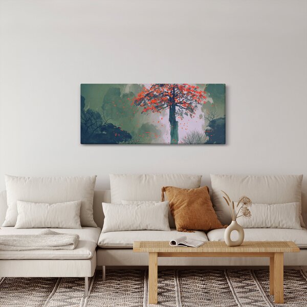 Slika osamljenega rdečega drevesa (120x50 cm)