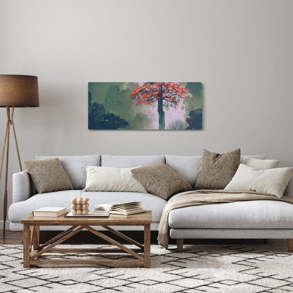 Slika osamljenega rdečega drevesa (120x50 cm)