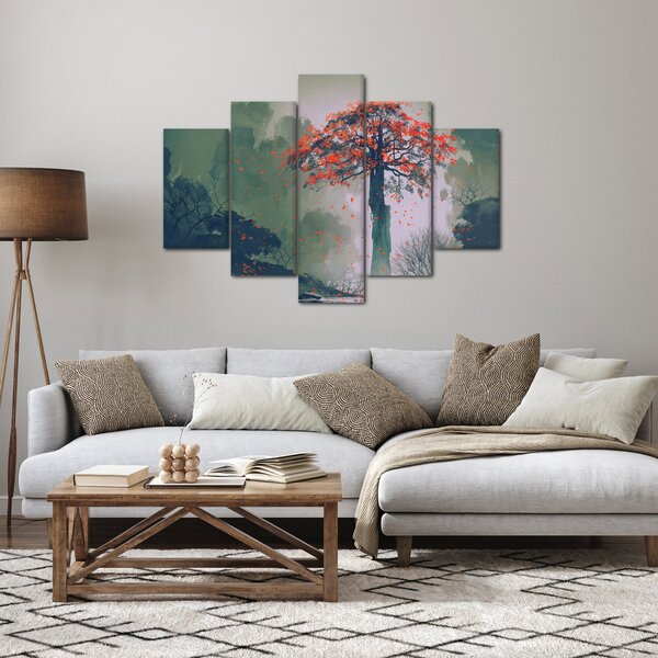 Slika osamljenega rdečega drevesa (150x105 cm)