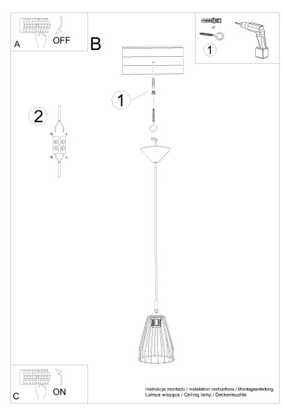 Sollux SL.1205 - Luster na sajli LEYO 1xE27/15W/230V crna