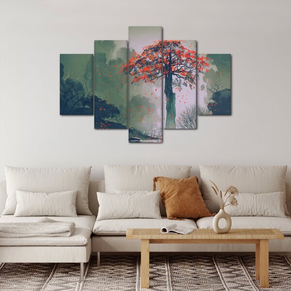 Slika osamljenega rdečega drevesa (150x105 cm)