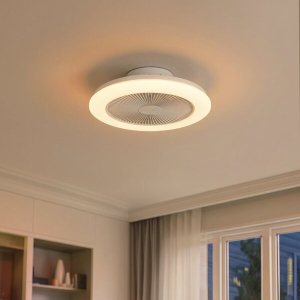 Lindby Vedin LED stropni ventilator, bijeli, DC, Ø 45 cm, RGBW, prigušiva, Bijela, Dnevni boravak/blagovaonica, Plastika