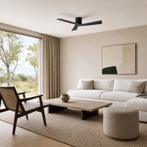 Lucande Stropni ventilator Ventoro, Ø 132 cm, crni, metal, Crno, Dnevni boravak/blagovaonica, Metal
