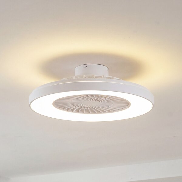 Lindby Teleo LED stropni ventilator, Ø 58 cm, bijeli, DC, Tuya, prigušiva, Bijela, Dnevni boravak/blagovaonica, Plastika