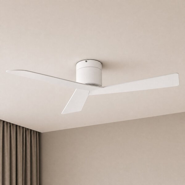 Lucande Stropni ventilator Ventoro, Ø 132 cm, bijeli, metal, Bijela, Dnevni boravak/blagovaonica, Metal