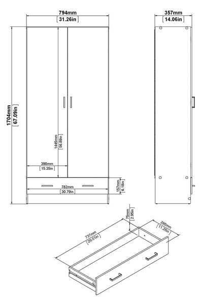 Bijeli ormar 79x170 cm Space – Tvilum