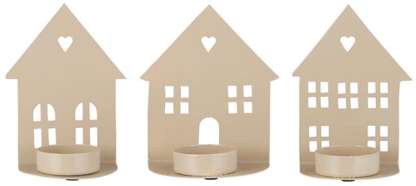 IB Laursen Svijećnjak za čajne svijeće TEALIGHT HOUSE FACADE, krem boje