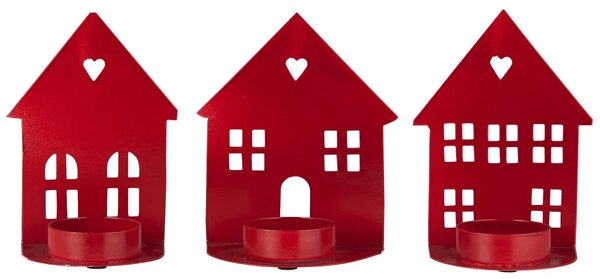 IB Laursen Svijećnjak za čajne svijeće TEALIGHT HOUSE FACADE, crveni