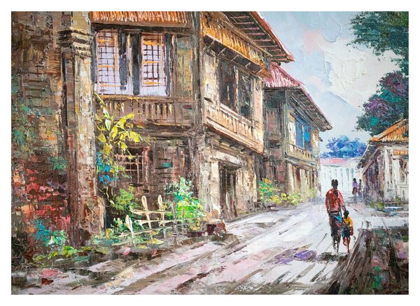 Slika filipinske vasi, Azija (70x50 cm)