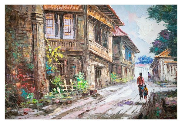 Slika filipinske vasi, Azija (90x60 cm)