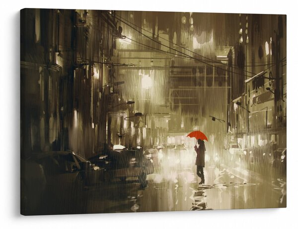Slika - Ženska v deževni noči (70x50 cm)