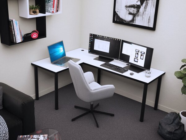 Kutni Gaming PC stol Gamer N (bijela + crna)