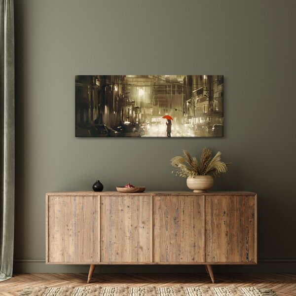 Slika - Ženska v deževni noči (120x50 cm)