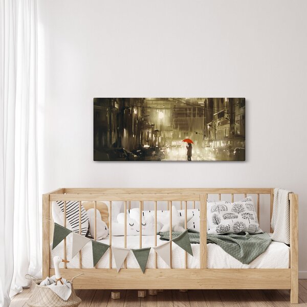 Slika - Ženska v deževni noči (120x50 cm)