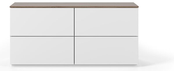 Bijela komoda s ladicama i pločom u dekoru oraha TemaHome Join, 120 x 54 cm