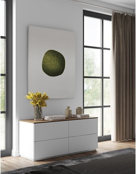 Bijela komoda s ladicama i pločom u dekoru oraha TemaHome Join, 120 x 54 cm