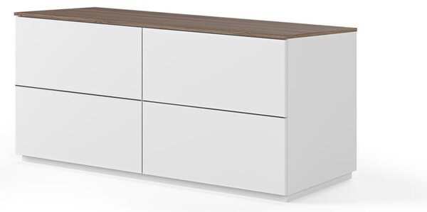 Bijela komoda s ladicama i pločom u dekoru oraha TemaHome Join, 120 x 54 cm